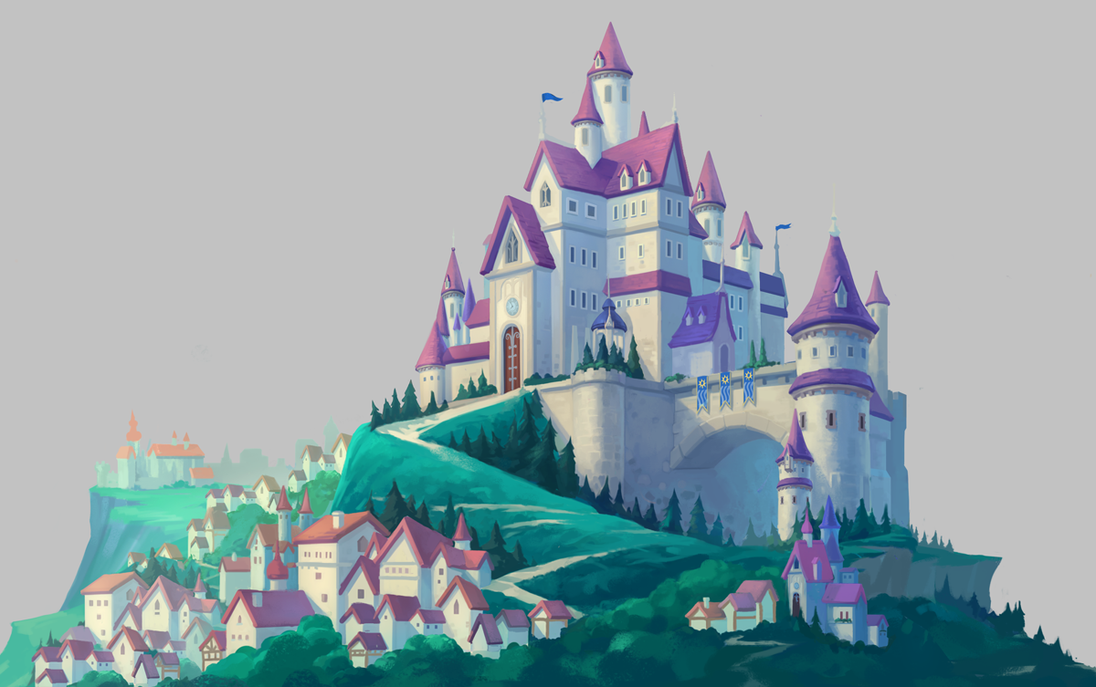 【游戏制作教程】游戏场景原画设计:城堡上色绘画