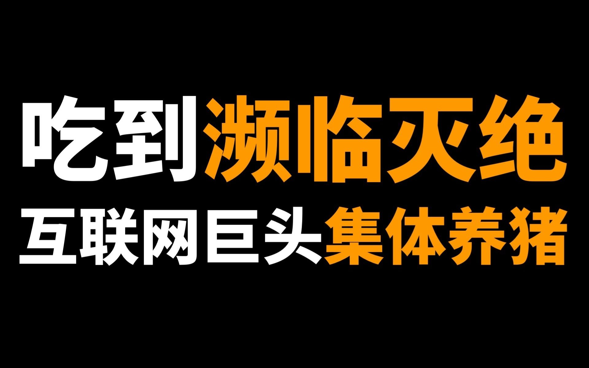 吃到濒临灭绝,互联网巨头集体养猪.哔哩哔哩bilibili