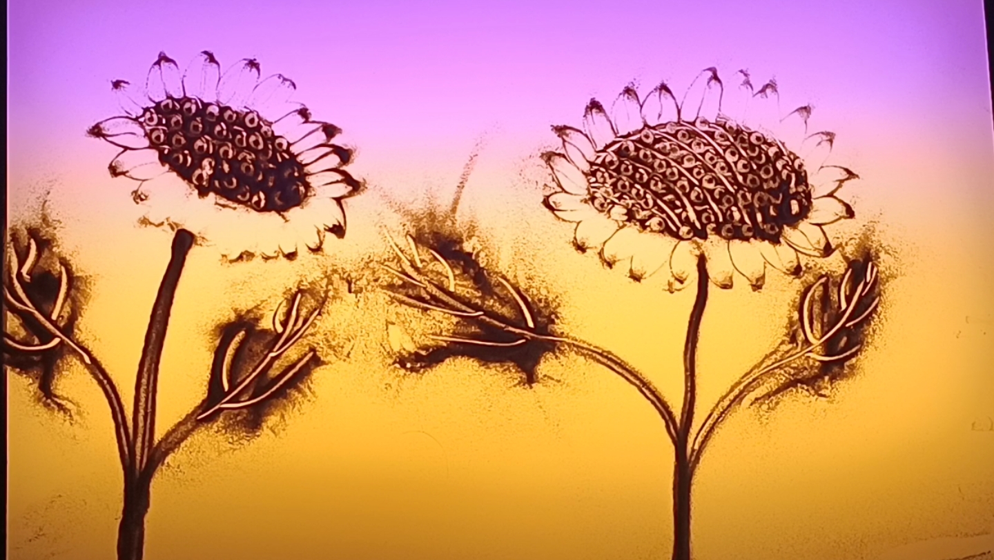 【沙画】双棵向日葵