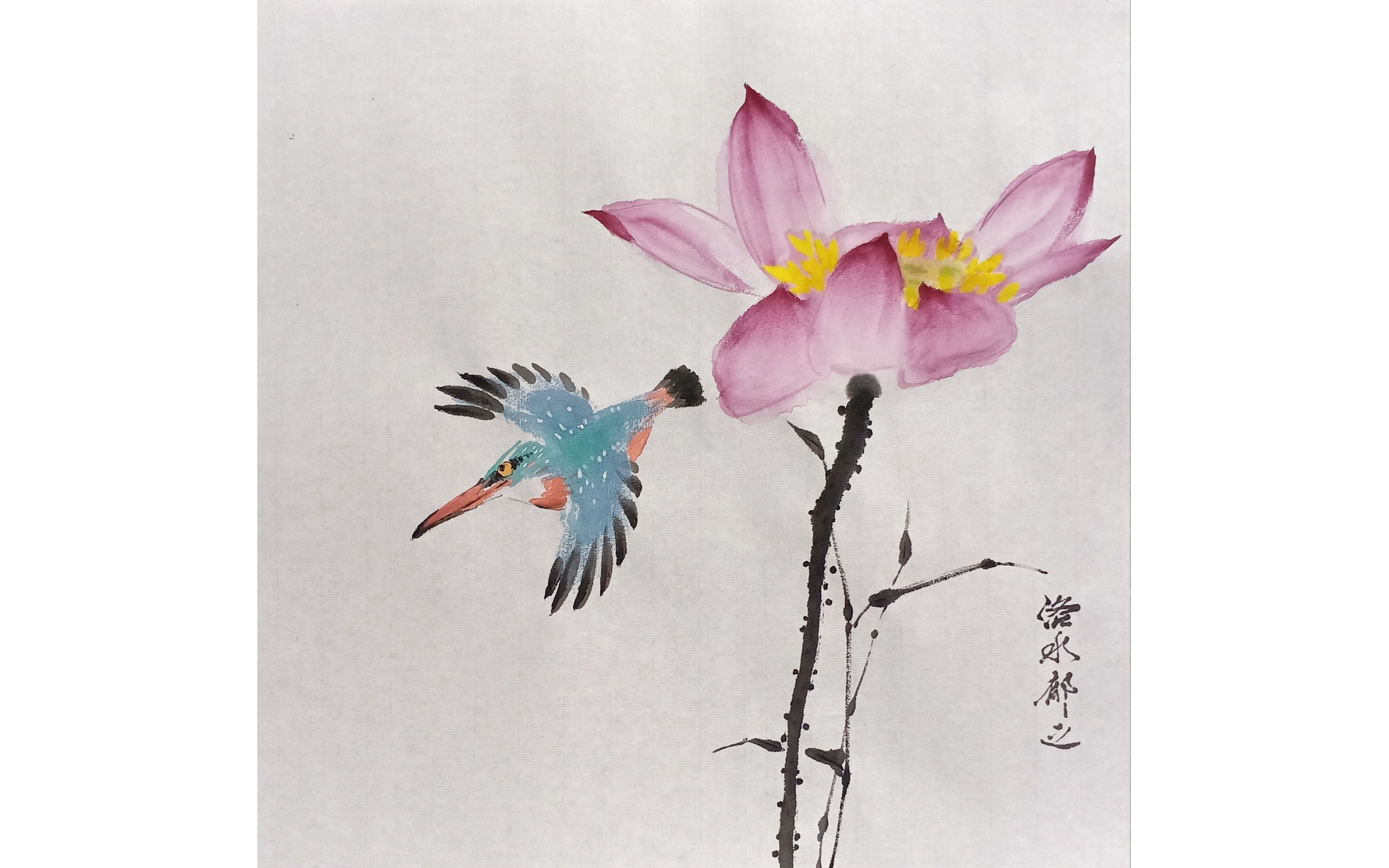 郁之国画一花一鸟