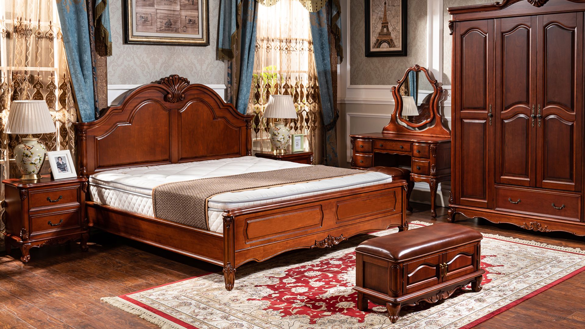 美式全实木床,复古风独领风骚