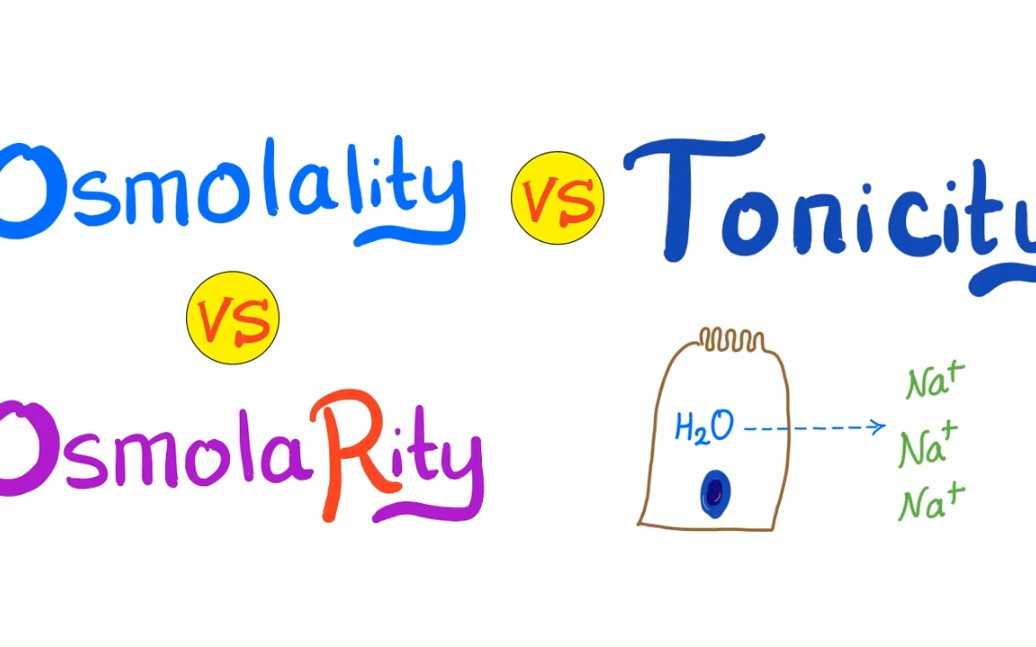 osmolality, osmolarity, and tonicity.
