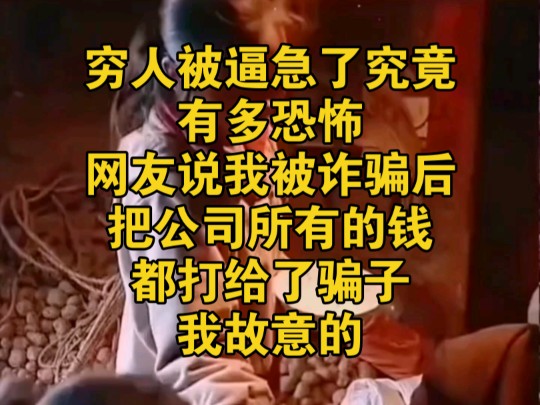 穷人被逼急了究竟有多恐怖,网友说我被诈骗后,把公司所有的钱都打给了骗子,我故意的哔哩哔哩bilibili