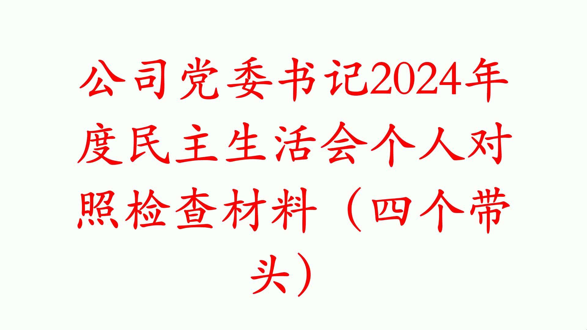 公司党委书记2024年度民主生活会个人对照检查材料(四个带头)哔哩哔哩bilibili