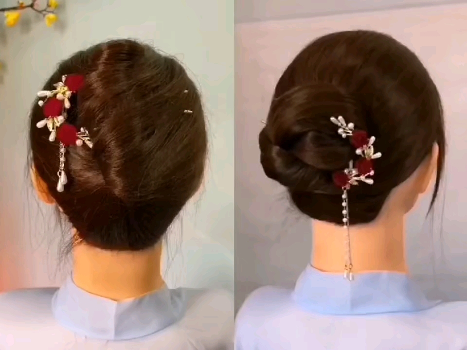 20秒发簪盘发,简单好看