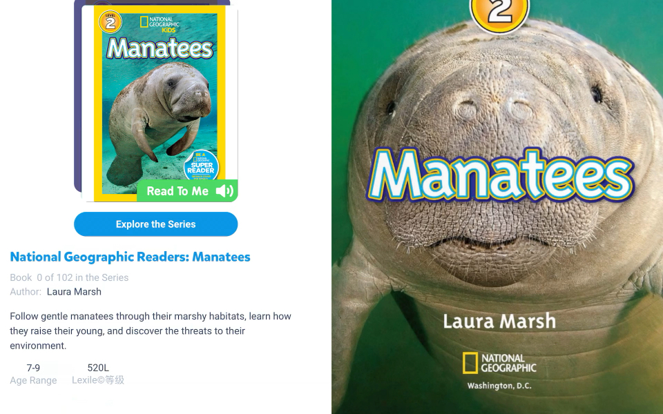 [图]Miss Bean loves Science: National Geographic Readers: Manatees!