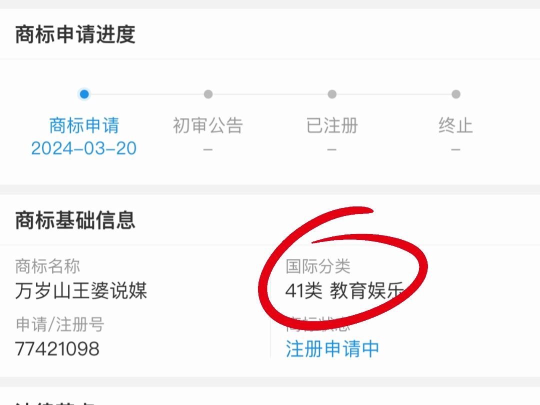 万岁山申请注册“万岁山王婆说媒”商标:状态已显示为等待实质审查哔哩哔哩bilibili