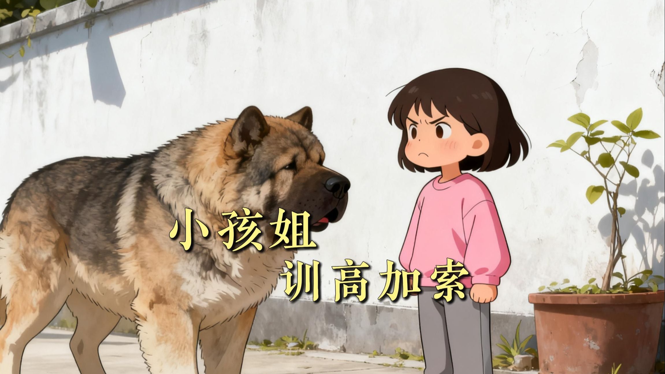 小孩姐一开口，桀骜不驯的高加索立马变乖