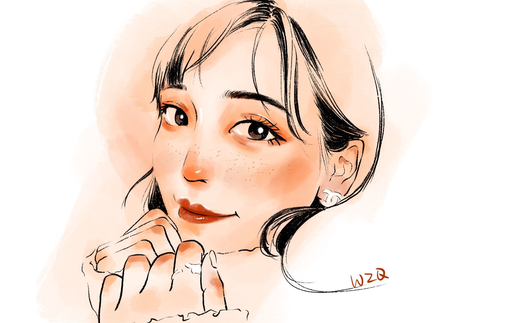 procreate 水彩风人物头像手绘