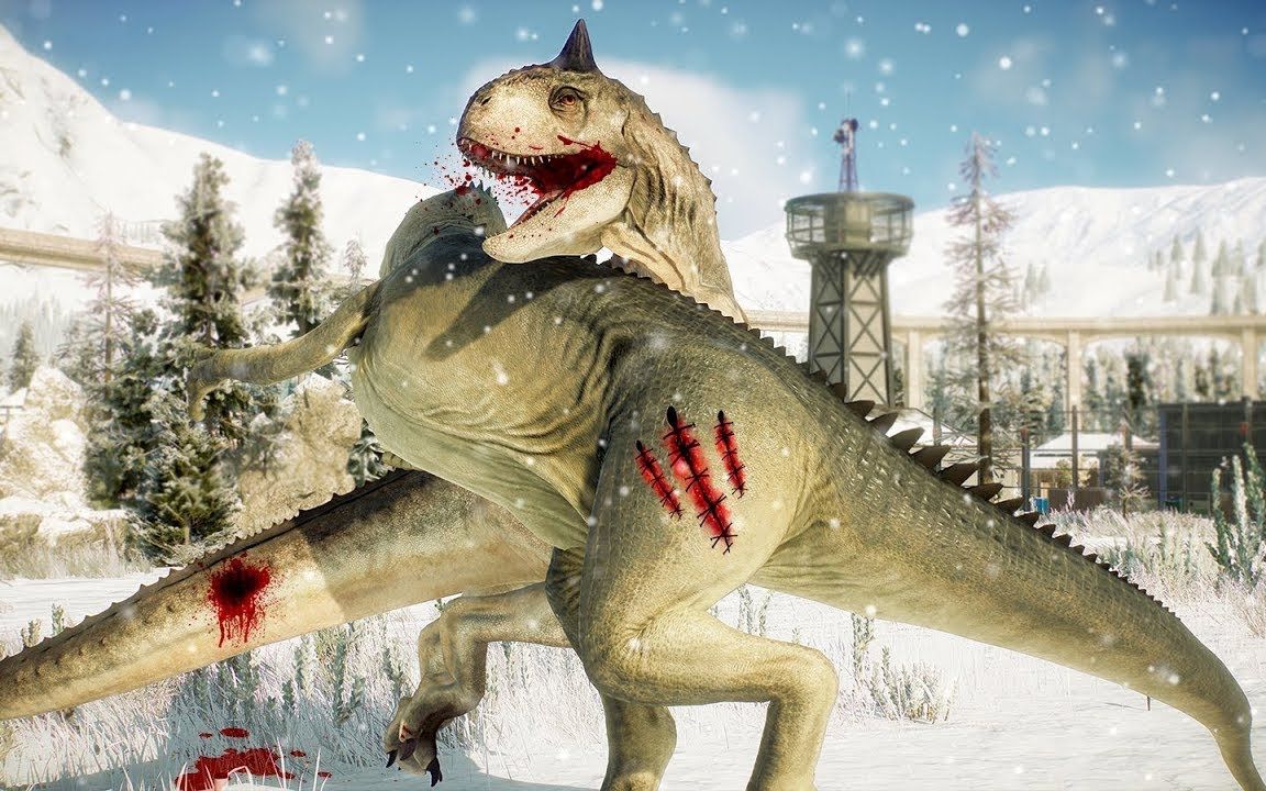 5x牛龙vs异特龙vs蝎暴龙vs帝王迅猛龙侏罗纪世界进化2电影级场面特效