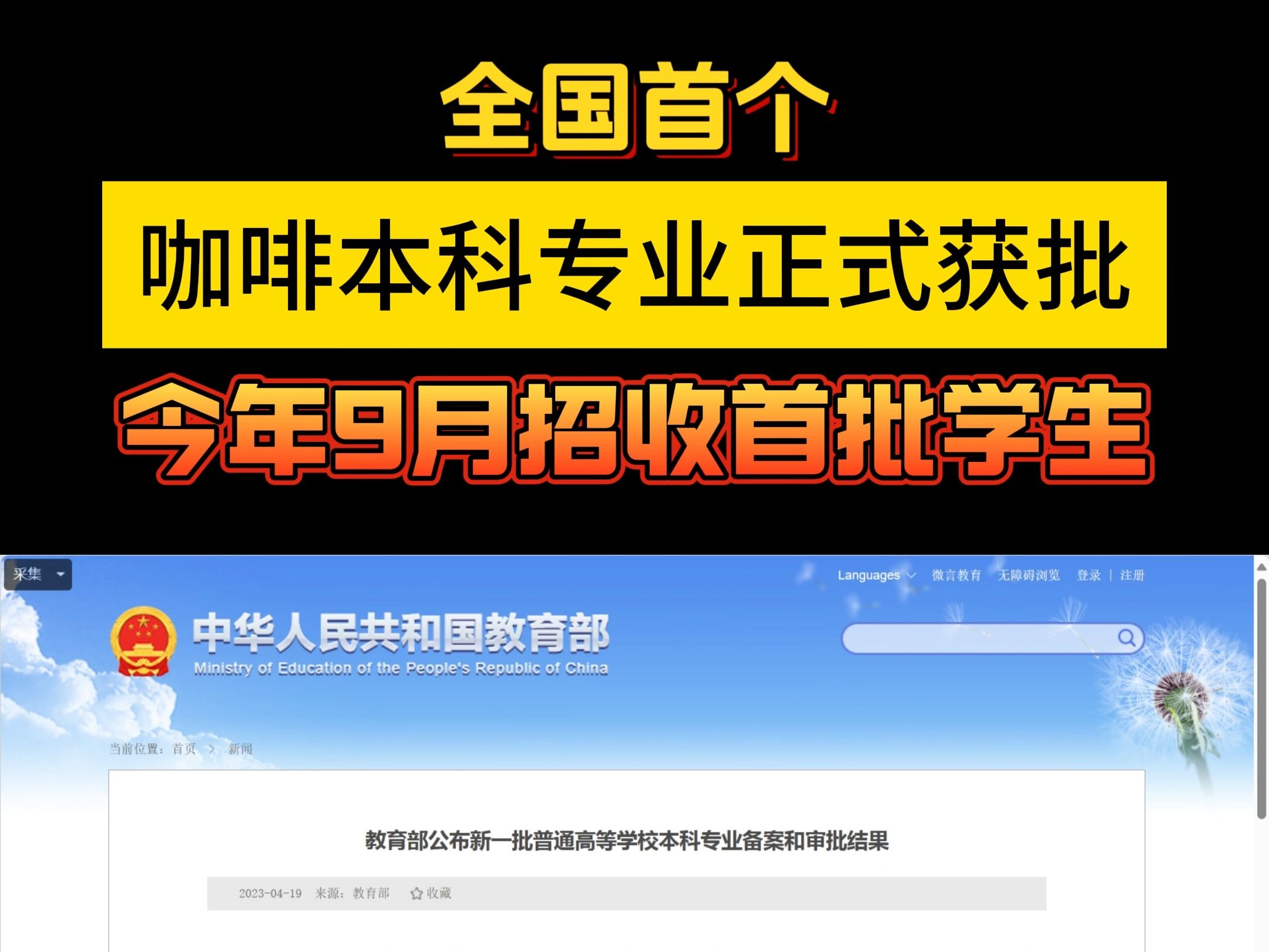 [图]教育部发布2024年普通高等学校本科专业目录，其中新增24种本科专业。其中，咖啡科学与工程专业上