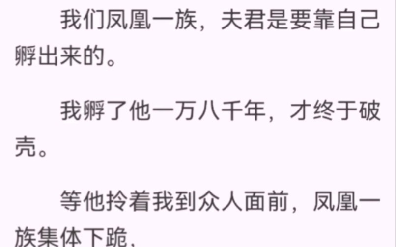 我们凤凰一族,夫君要靠自己孵出来的.我孵了他一万八千年,才终于破壳.等他拎着我到众人面前,凤凰一族集体下跪,我才知道,我不是孵夫君,我这是...