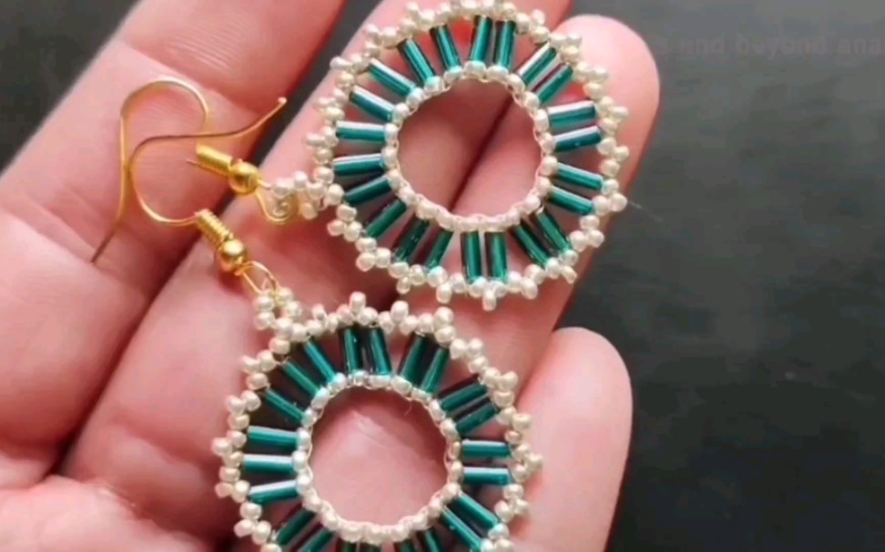 【手工串珠教程】米珠,管珠,银色轮盘耳饰,耳圈,耳环,耳坠