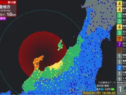 【JQuake】2024.01.01 石川县震度7地震及其前震影响范围