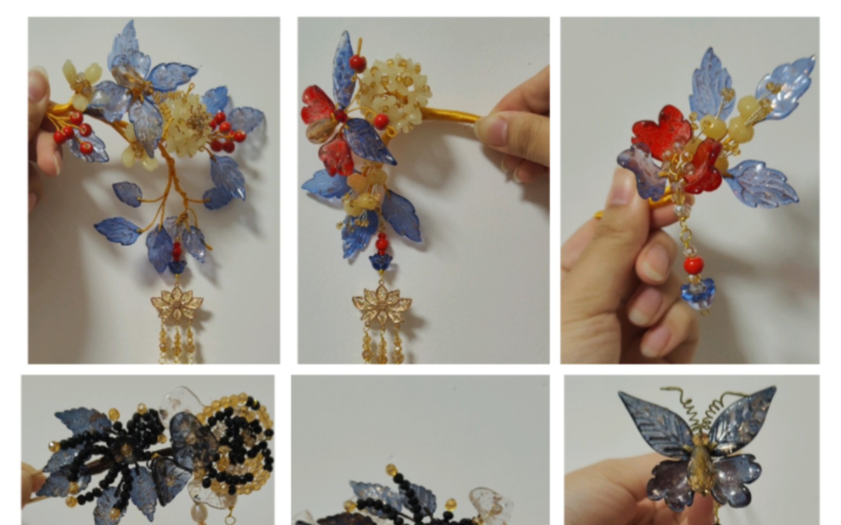 共21件琉璃发簪,主打一个精致