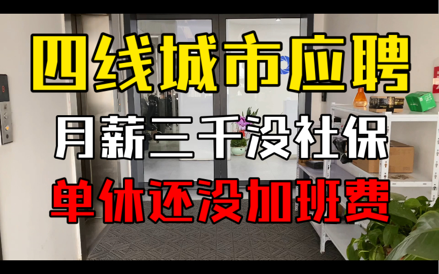 四线城市应聘找工作,月薪三千无社保,单休还没加班费.颠覆认知了!哔哩哔哩bilibili