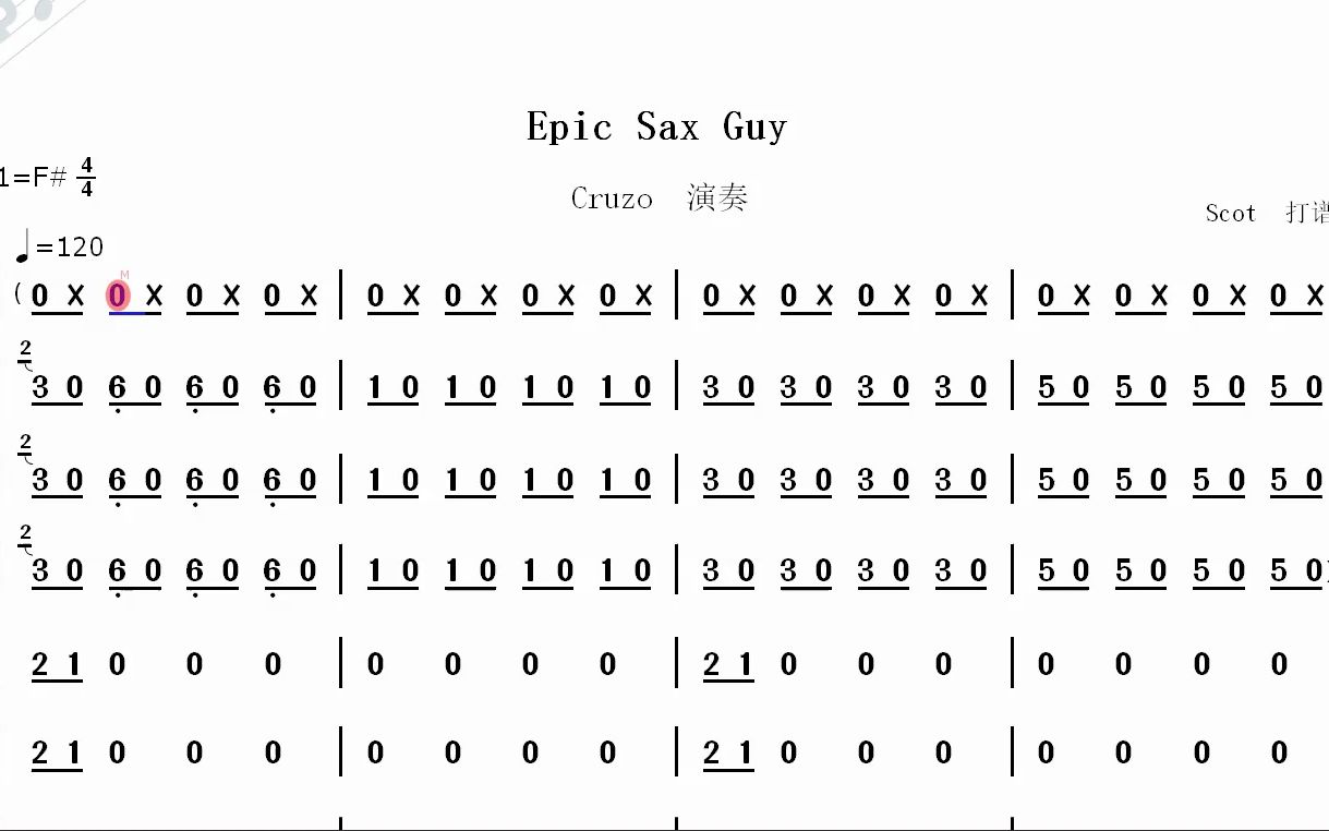 [图]【萨克斯】Epic Sax Guy（炉石传说斩杀神曲）_Cruzo演奏--动态简谱