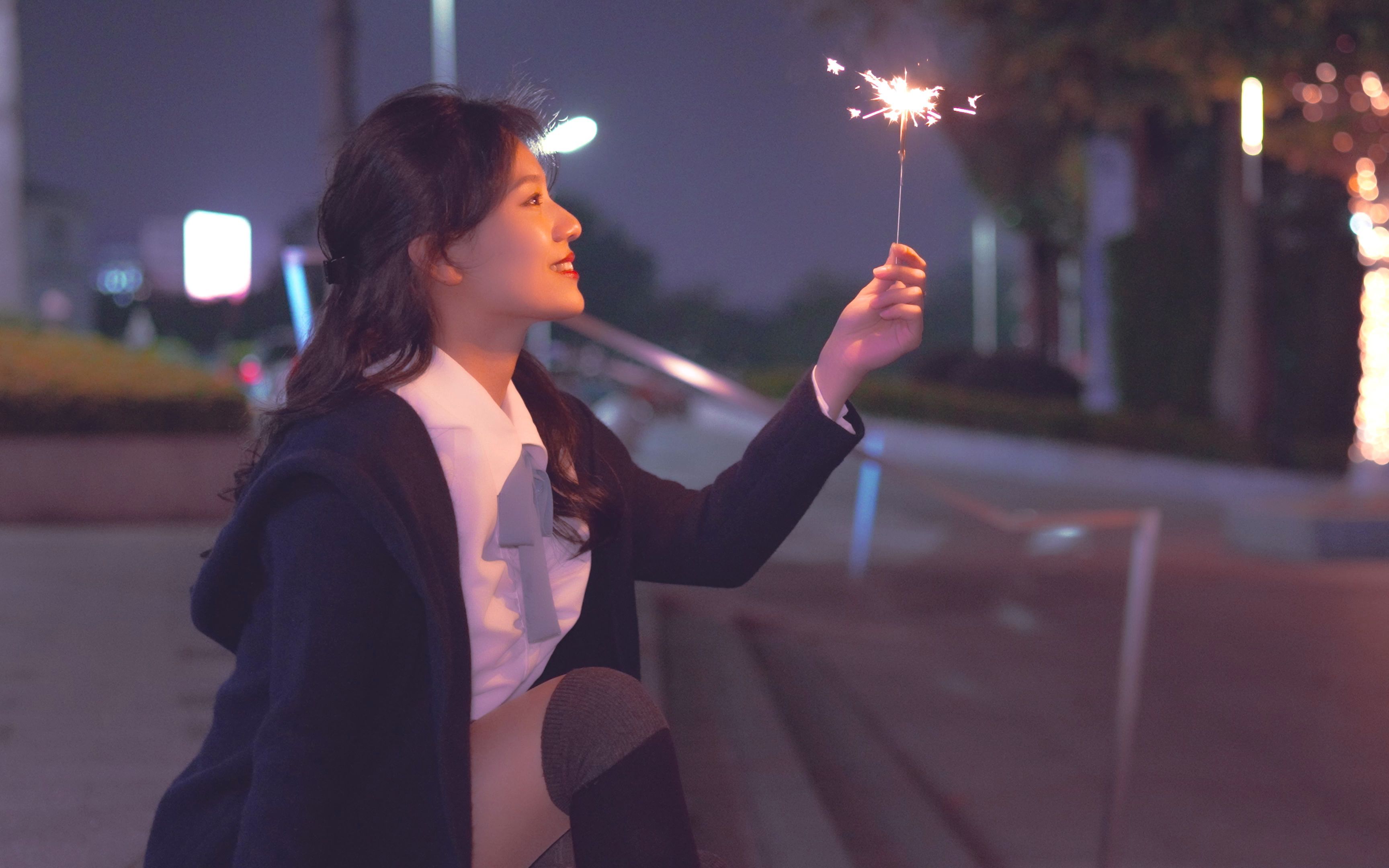 jk人像 仙女棒夜景拍摄(索尼a7m4 索尼35 1.4gm)_哔哩哔哩_bilibili