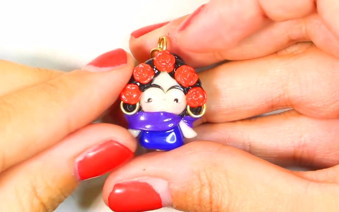 手工粘土diy,用黏土制作"如花姑娘"钥匙链的方法和技巧_哔哩哔哩 (゜