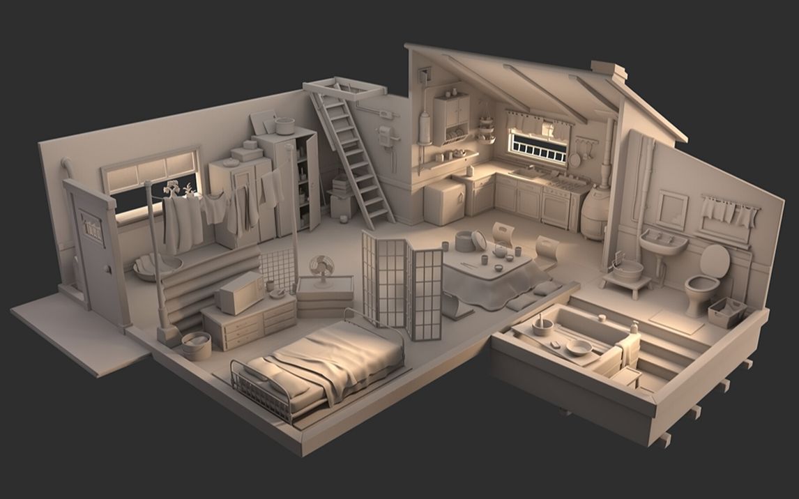 3dmax场景建模房子室内场景模型制作详细过程3dmax零基础建模教程