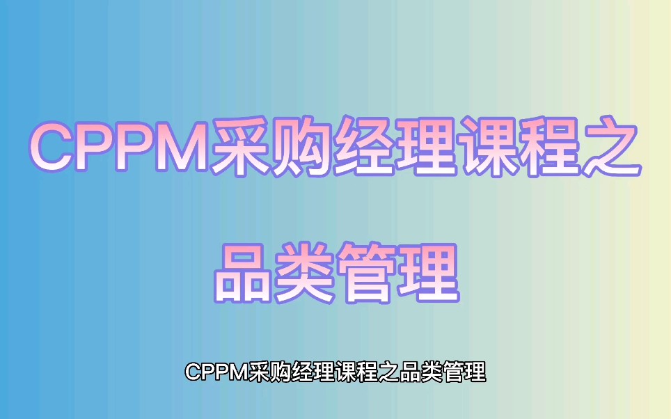 CPPM采购经理课程之品类管理哔哩哔哩bilibili