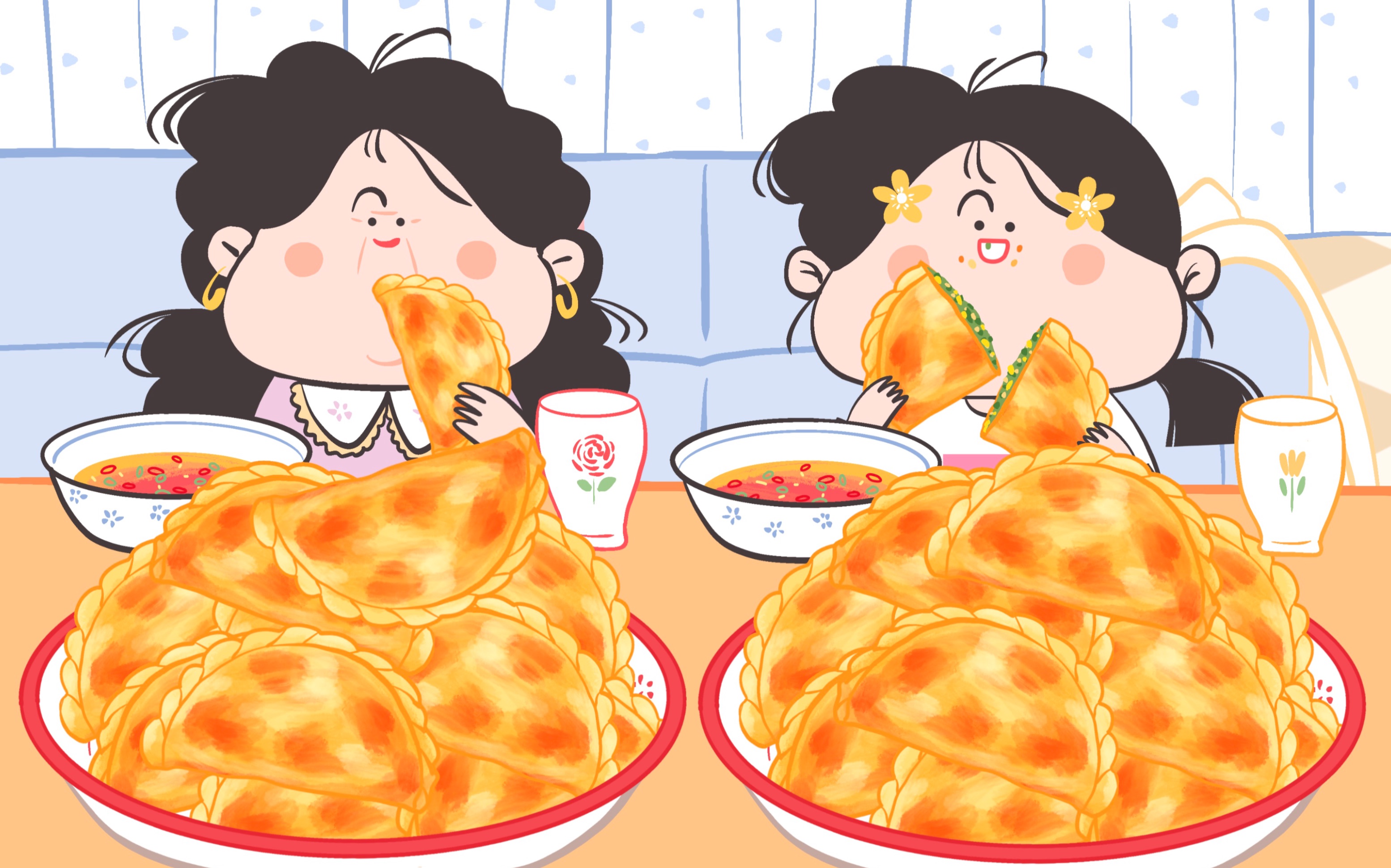 yoki一家动画连载|我和老妈的沉浸式韭菜盒子