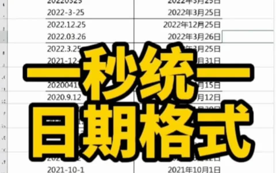 快速将Excel表格中凌乱的日期统一标准格式哔哩哔哩bilibili