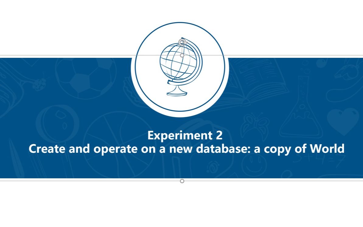 [图]Experiment 2 . Create and operate on a new database: a copy of World