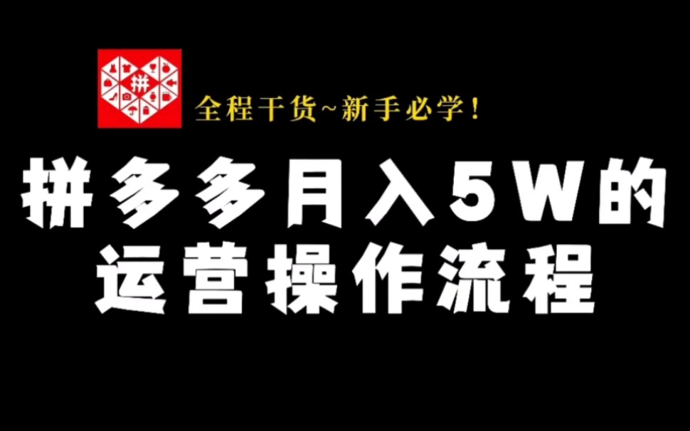 【拼多多运营】拼多多月入5W的运营操作流程!(内附赠拼多多全套运营资料)哔哩哔哩bilibili