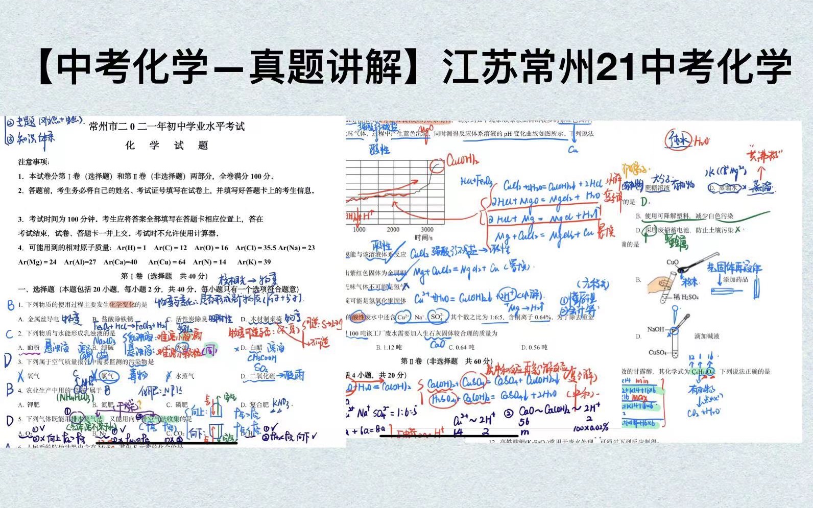 【中考化学真题讲解】江苏常州21中考化学(选择)哔哩哔哩bilibili