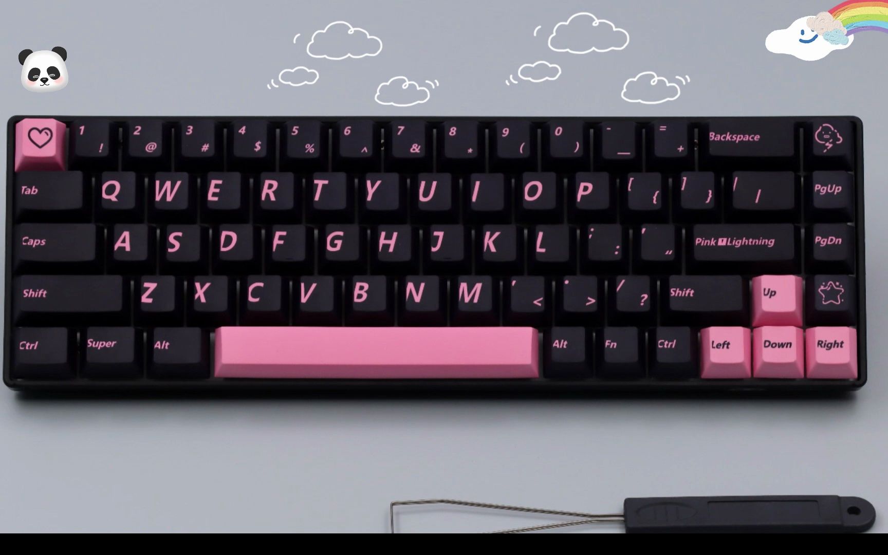 粉红闪电键帽_---粉与黑相撞,黑里耀粉,斜杠大字体醒目 天马外设