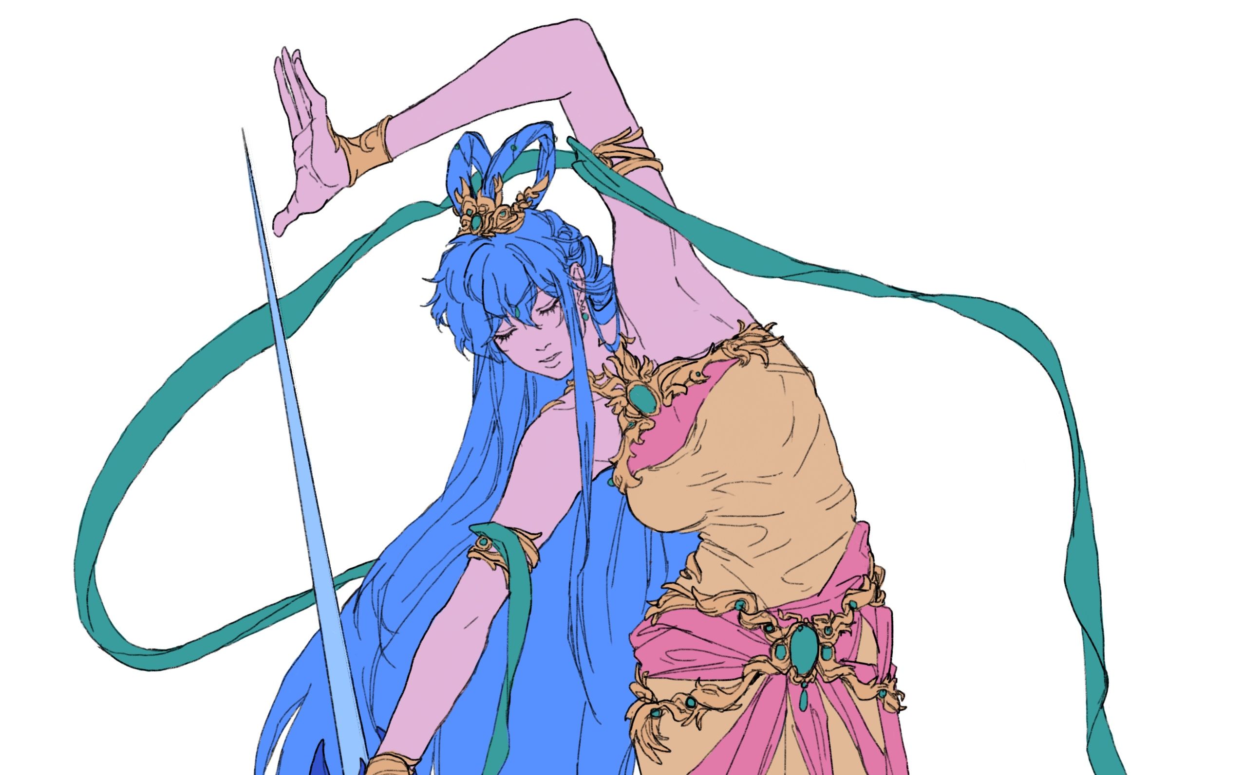 【绘画过程·蓝兔】童年女神拟人(ooc慎!