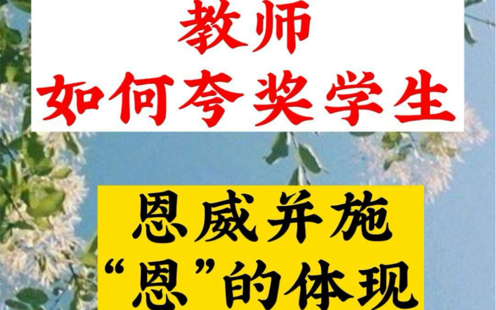 教师日常:教师如何夸奖学生(恩威并施“恩”的体现)—公开课评价激励适用哔哩哔哩bilibili