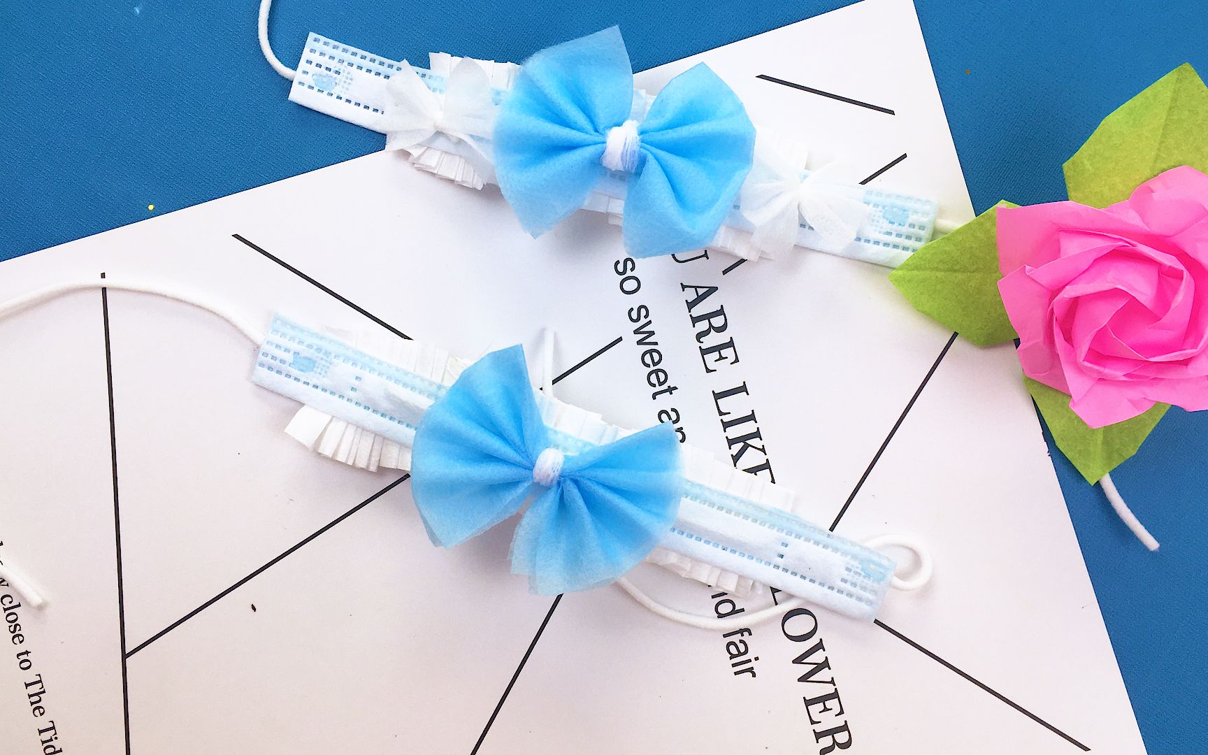 不用的口罩还能这样做,简单剪一下,还是个蝴蝶结发带