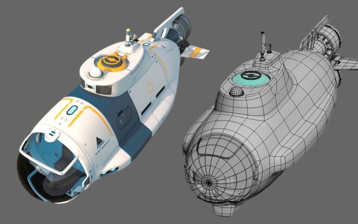 3dmax游戏建模案例,用3dmax教你制作一个潜艇模型