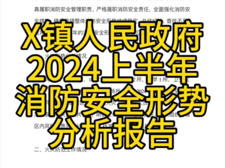 X镇人民政府2024上半年消防安全形势分析报告哔哩哔哩bilibili