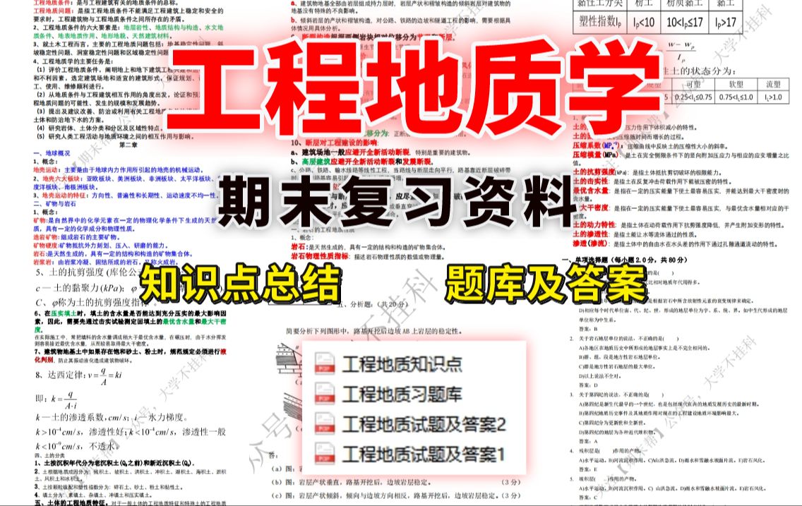 [图]【工程地质学】期末精品复习资料（知识点总结＋题库及答案）| 免费领取PDF资料可下载