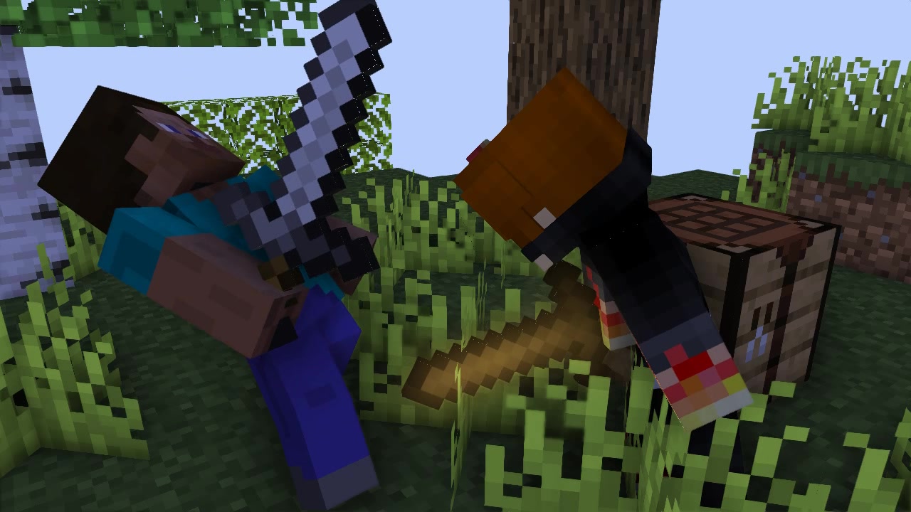 【mineimator新人】我的世界动画 辣鸡的打斗动画练习