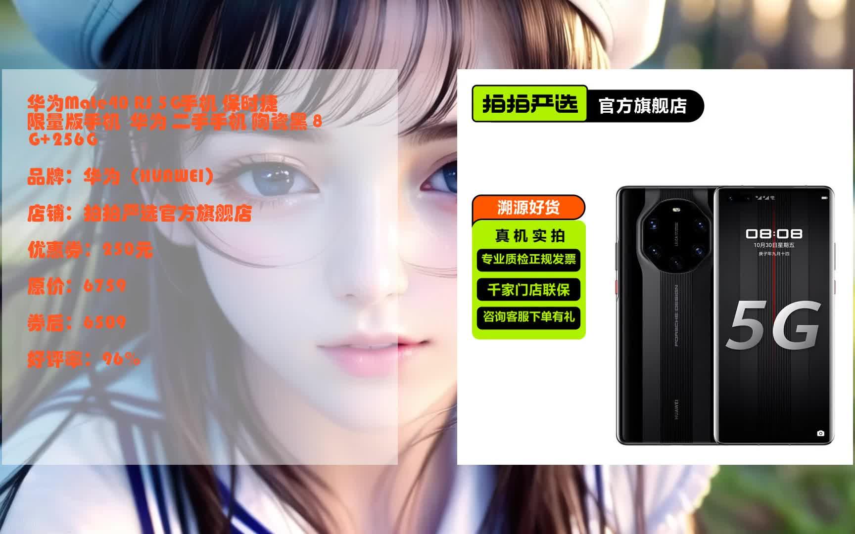 隐藏优惠券华为mate40 rs 5g手机 保时捷限量版手机 华为 二手手机
