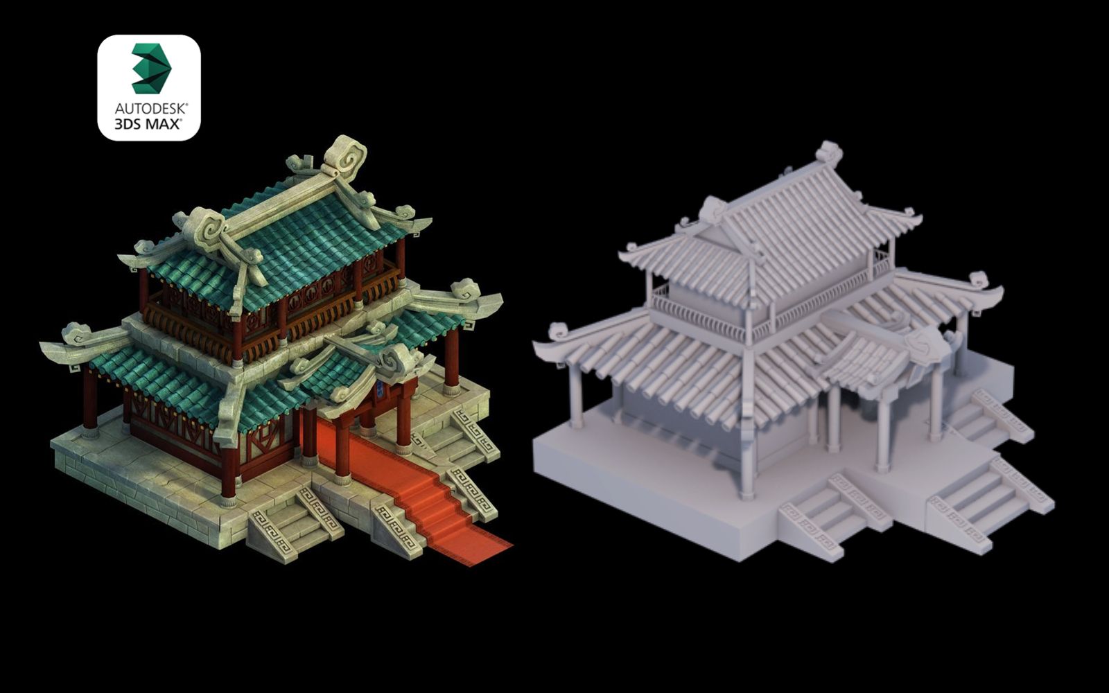 [图]【3DMAX场景建模】非常简单的“古风客栈”模型教学，零基础房子场景案例讲解，看完保证学得会！