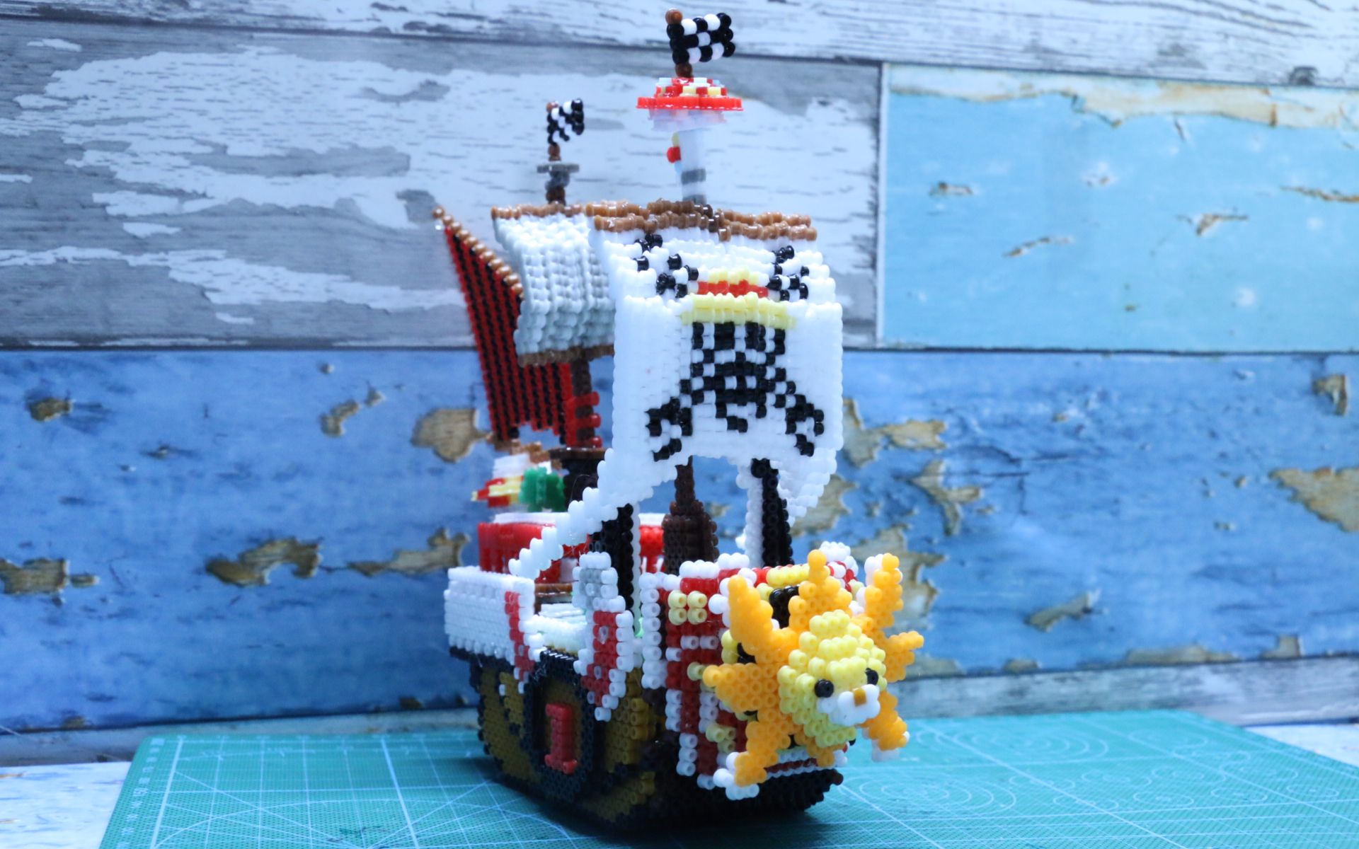 【拼豆】海贼王桑尼号拼装过程