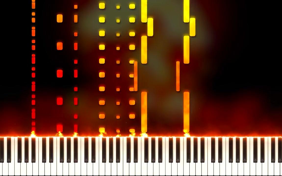 [黑乐谱](DRAGONFORCE)龙之力  THROUGH THE FIRE AND FLAMES (钢琴Synthesia改编版)哔哩哔哩bilibili