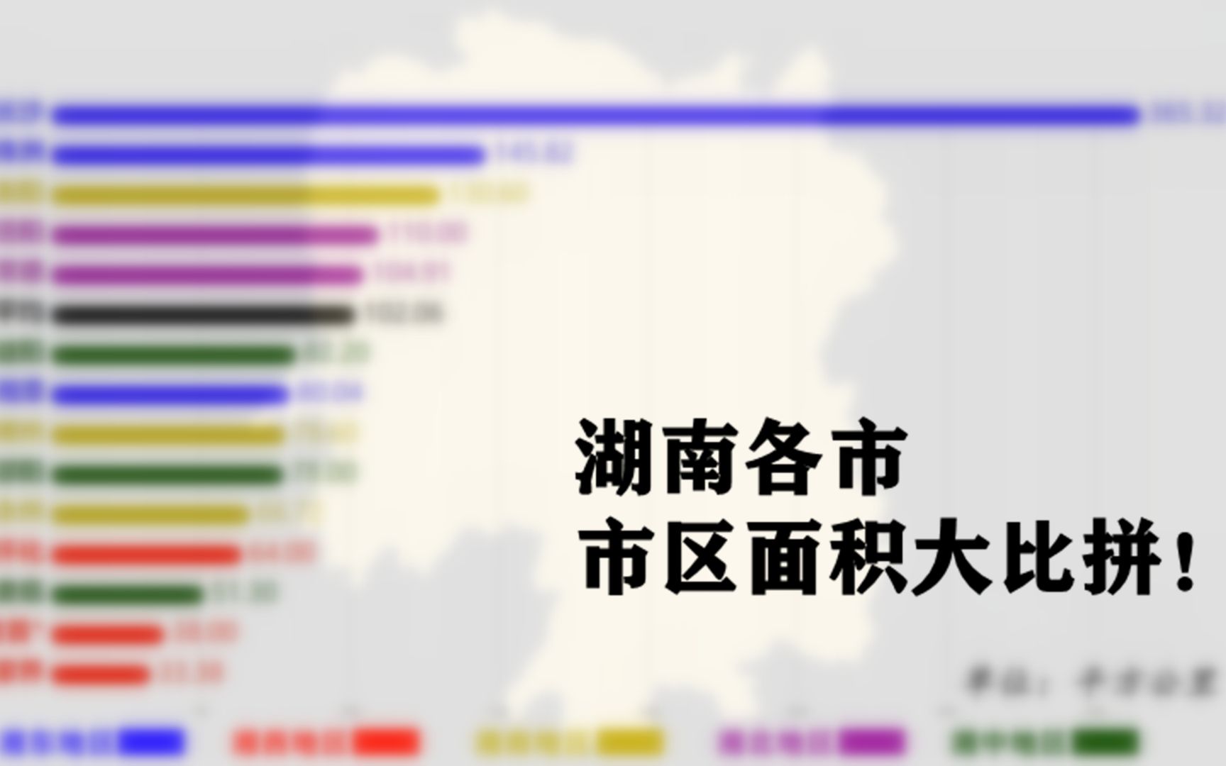 湖南各地级市建成区面积排行榜,猜猜湖南前三大城市都是哪里哔哩哔哩bilibili