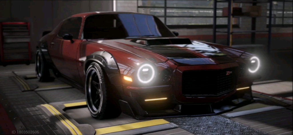 巅峰极速 雪佛兰科迈罗1970年camaro z28暗红色配黑拉花原厂涂装