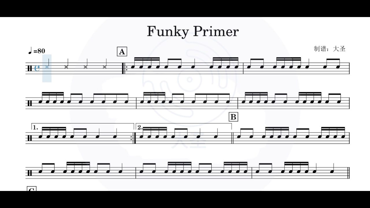 [图]小军鼓练习10Funky Primer