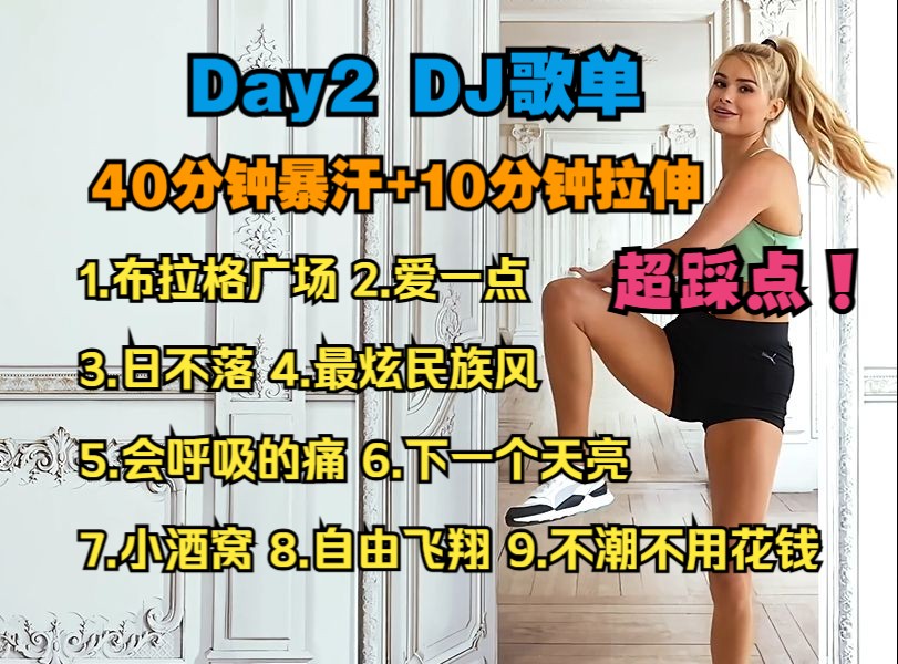 [图]【帕梅拉day2】dj歌单 | 40分钟暴汗+10分钟拉伸 | 超燃HIIT | 暴汗有氧 | 内啡肽UP | 超级踩点 | 卡路里燃烧 | 高效燃脂 | 拉伸