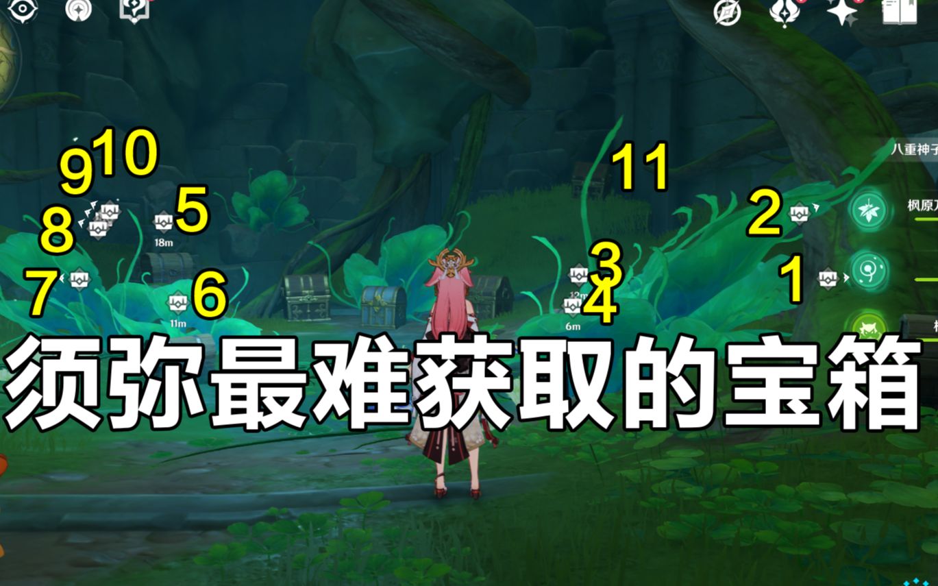 [图]【原神】须弥最难获取的宝箱15个密室宝箱/兰那罗位置76个/隐藏成就：请安全玩耍/美德的报酬