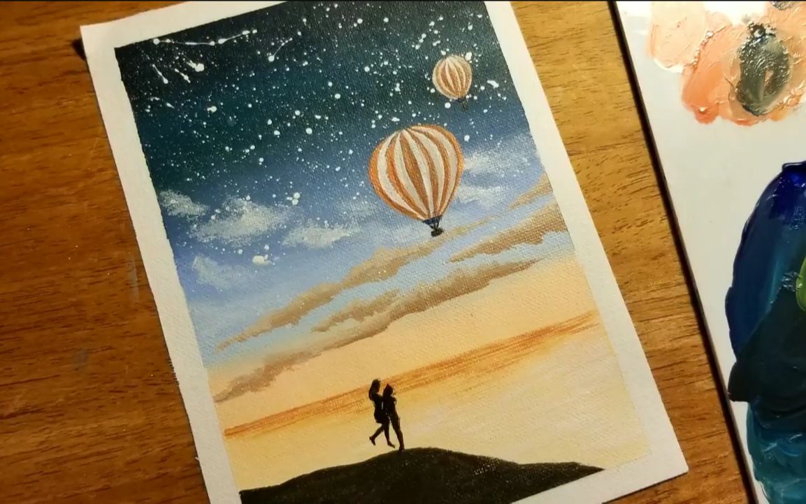 【丙烯画】【绘画教程】Air balloon on the sky天空中的热气球哔哩哔哩bilibili