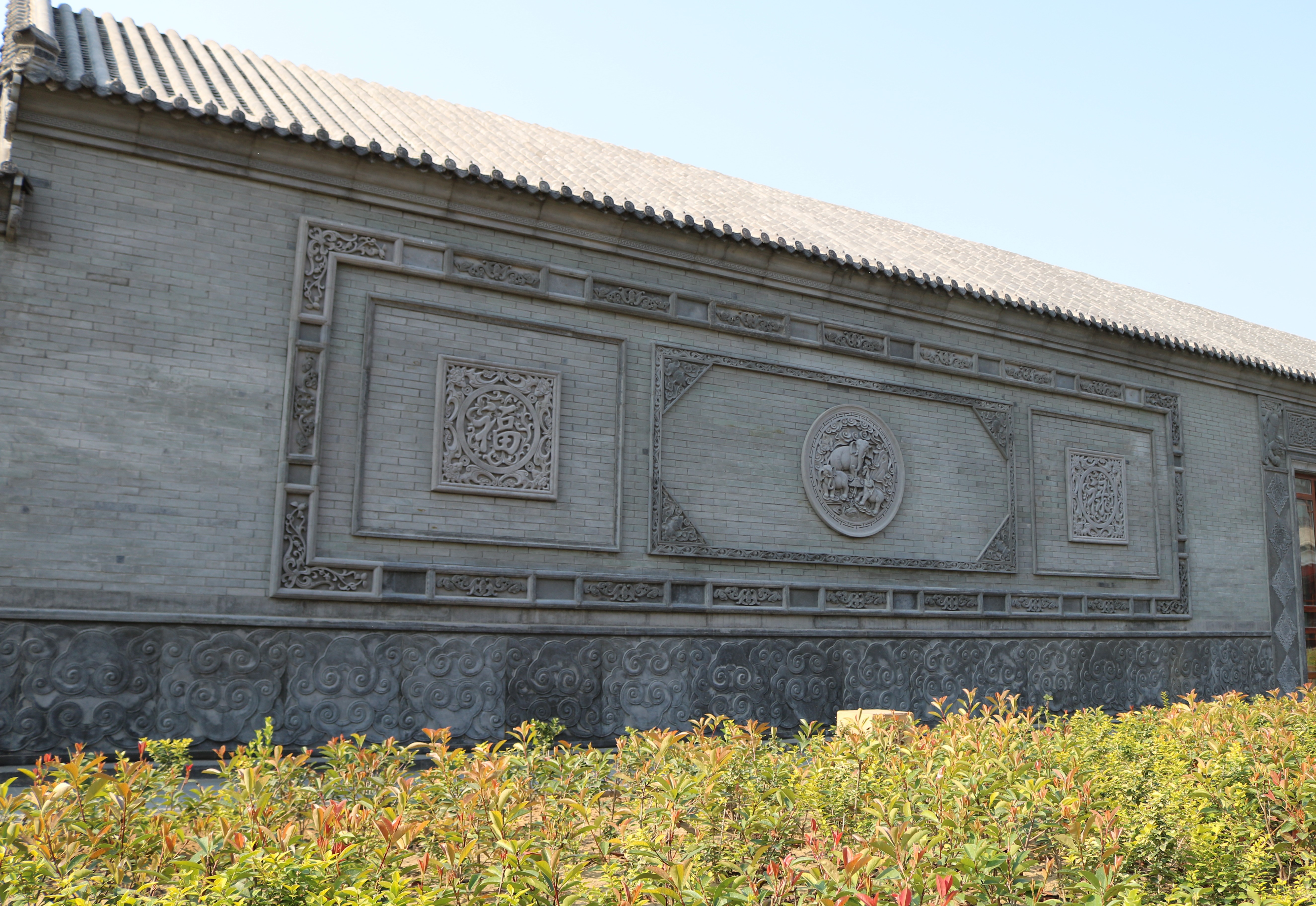 仿古中式庭院设计新中式庭院砖雕砖雕影壁墙唐语景观砖雕