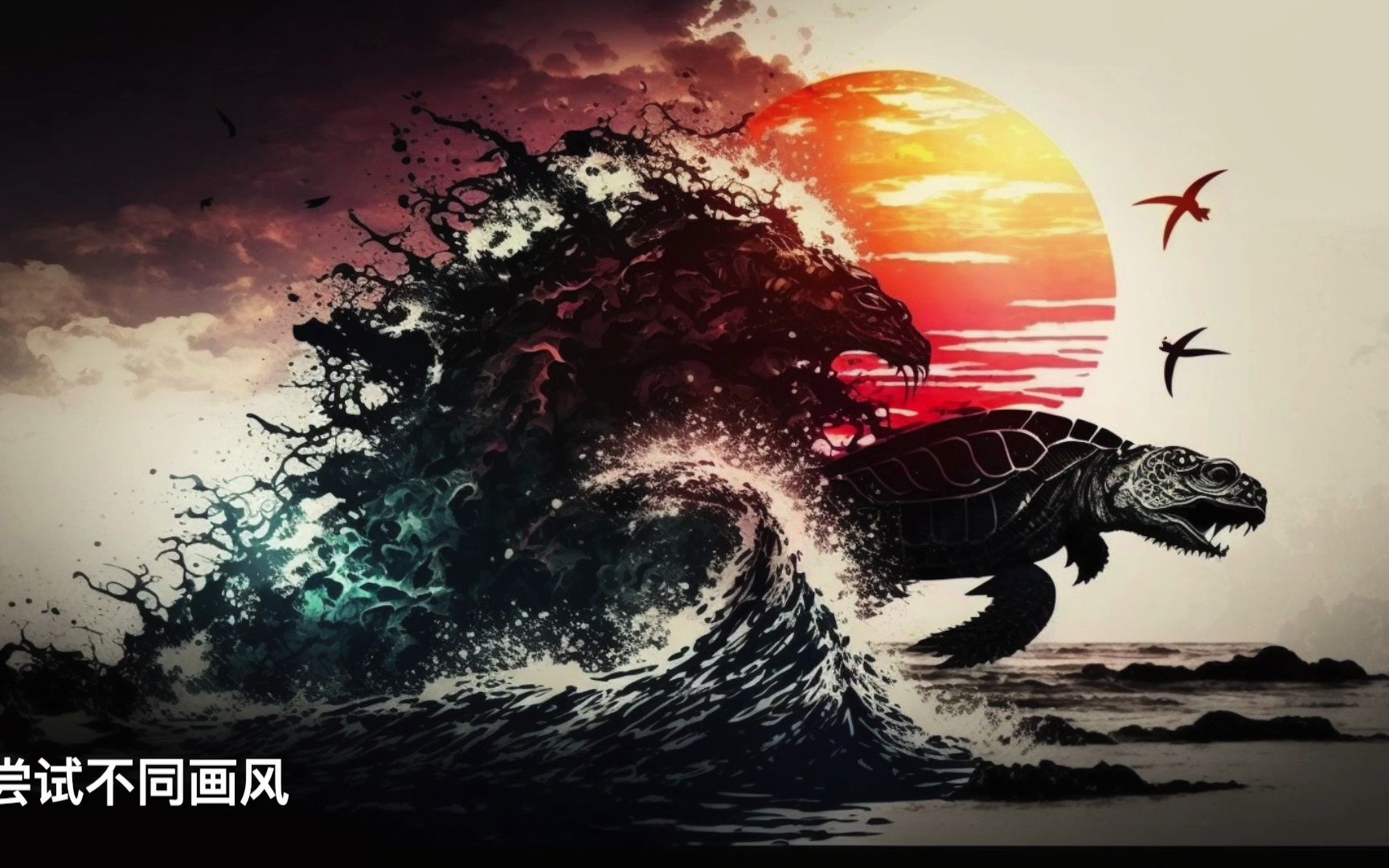 【midjourney】山海经动物之玄武